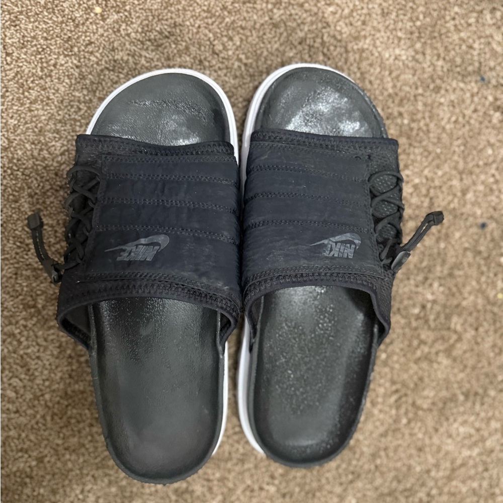 Nike Black Slide Sandals with White Sole